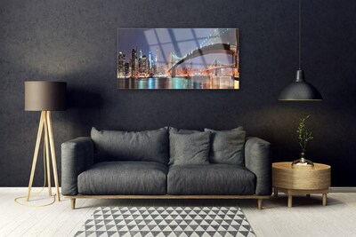 Acrylic Print City bridge architecture blue brown black grey