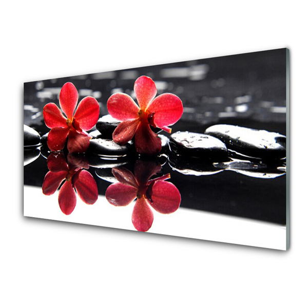 Acrylic Print Flower stones floral red black
