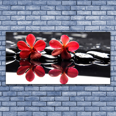 Acrylic Print Flower stones floral red black