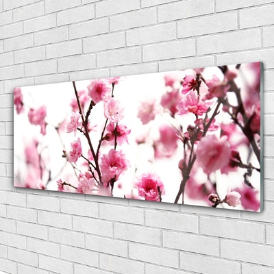 Acrylic Print Branches of flowers floral brown pink