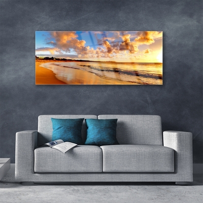 Acrylic Print Ocean beach landscape yellow blue