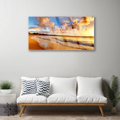 Acrylic Print Ocean beach landscape yellow blue