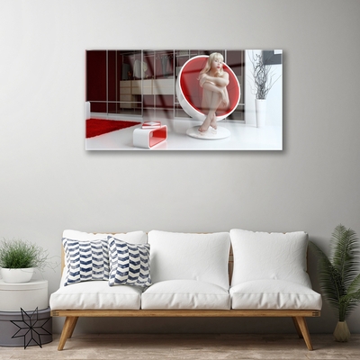 Acrylic Print Peace woman people red white beige grey