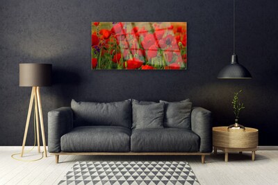 Acrylic Print Poppies floral red green