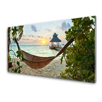 Acrylic Print Beach hammock landscape brown green