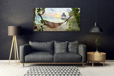 Acrylic Print Beach hammock landscape brown green
