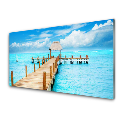 Acrylic Print Bridge sea architecture brown blue