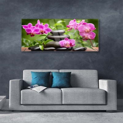 Acrylic Print Flower stones art pink black