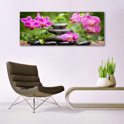 Acrylic Print Flower stones art pink black