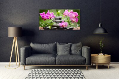 Acrylic Print Flower stones art pink black