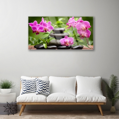 Acrylic Print Flower stones art pink black