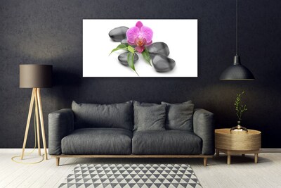 Acrylic Print Flower stones art pink black