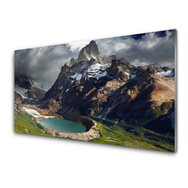 Acrylic Print Mountain bay landscape brown green grey