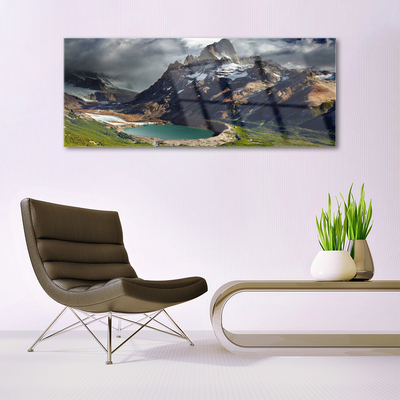 Acrylic Print Mountain bay landscape brown green grey