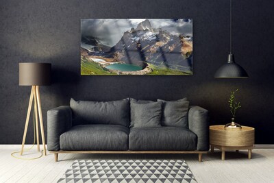 Acrylic Print Mountain bay landscape brown green grey