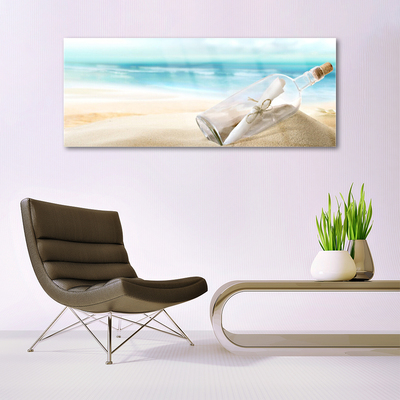 Acrylic Print Beach bottle art brown