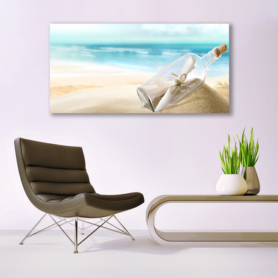 Acrylic Print Beach bottle art brown