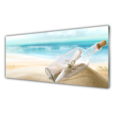 Acrylic Print Beach bottle art brown