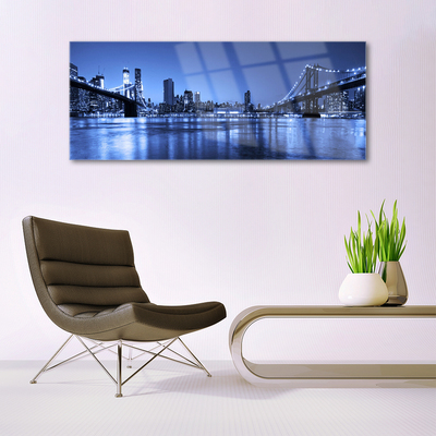 Plexiglas® Wall Art City bridge architecture purple