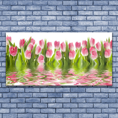 Plexiglas® Wall Art Tulips floral pink green