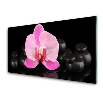 Plexiglas® Wall Art Flower stones floral pink black