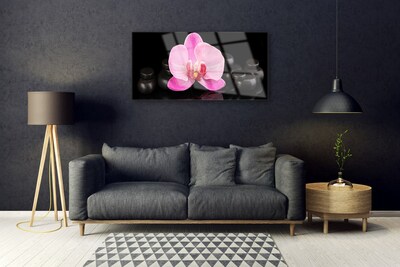 Plexiglas® Wall Art Flower stones floral pink black