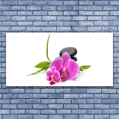 Plexiglas® Wall Art Flower stones floral pink black