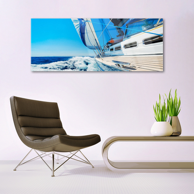 Plexiglas® Wall Art Boat landscape blue white