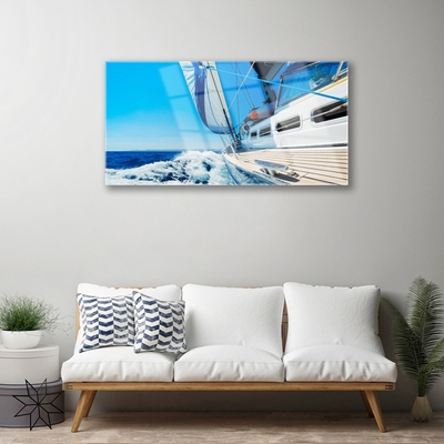 Plexiglas® Wall Art Boat landscape blue white
