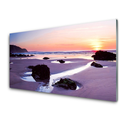 Plexiglas® Wall Art Beach landscape purple
