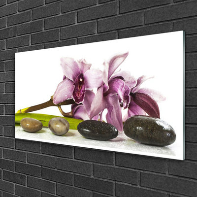 Plexiglas® Wall Art Flower stones floral pink grey black