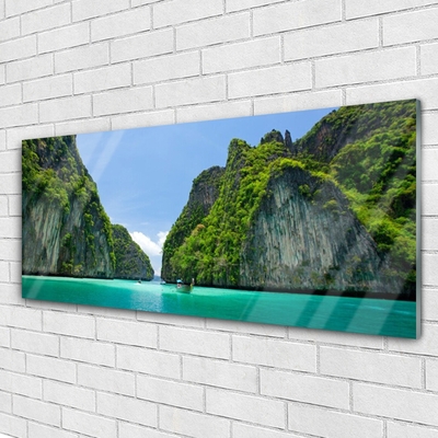 Plexiglas® Wall Art Booked landscape blue grey green