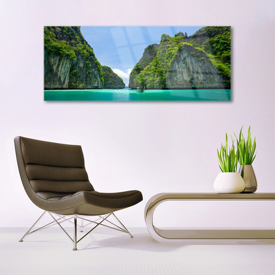 Plexiglas® Wall Art Booked landscape blue grey green