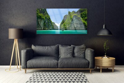 Plexiglas® Wall Art Booked landscape blue grey green