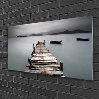Plexiglas® Wall Art Bridge sea architecture grey