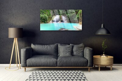 Plexiglas® Wall Art Waterfall lake nature blue white grey green