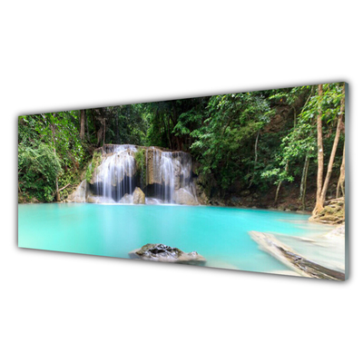 Plexiglas® Wall Art Waterfall lake nature blue white grey green