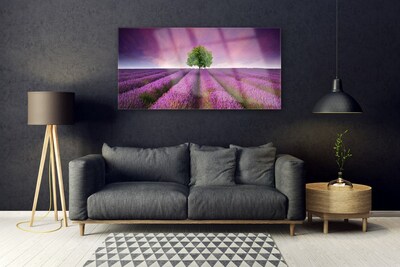 Plexiglas® Wall Art Meadow tree nature pink green purple