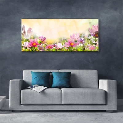 Plexiglas® Wall Art Flowers nature pink yellow green