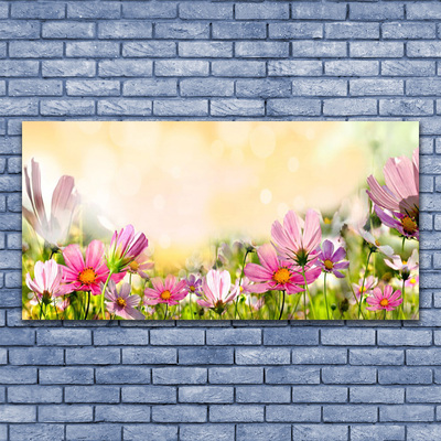 Plexiglas® Wall Art Flowers nature pink yellow green