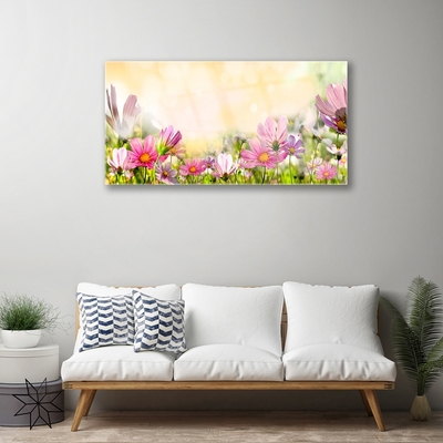 Plexiglas® Wall Art Flowers nature pink yellow green