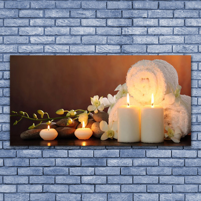 Plexiglas® Wall Art Candles bath towels art white yellow