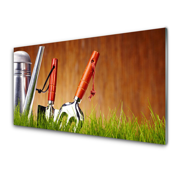 Plexiglas® Wall Art Watering can grass art silver green
