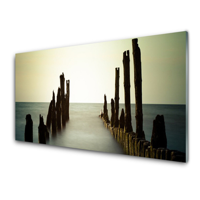 Plexiglas® Wall Art Sea landscape grey blue