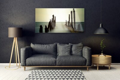 Plexiglas® Wall Art Sea landscape grey blue