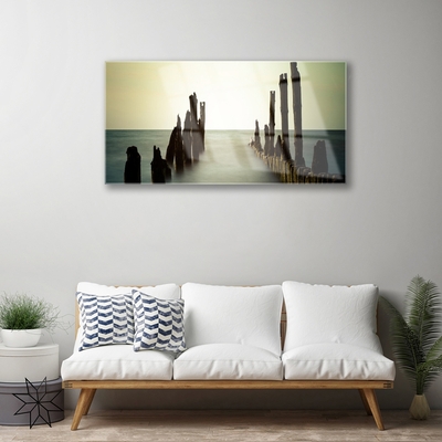 Plexiglas® Wall Art Sea landscape grey blue