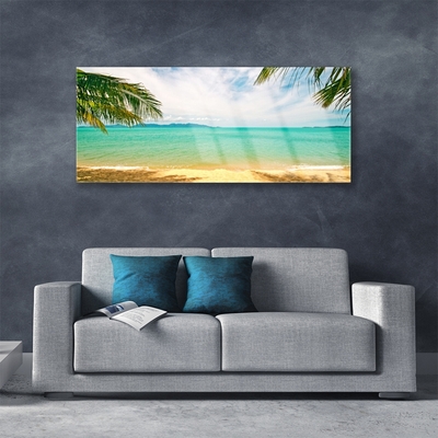 Plexiglas® Wall Art Sea beach landscape blue yellow