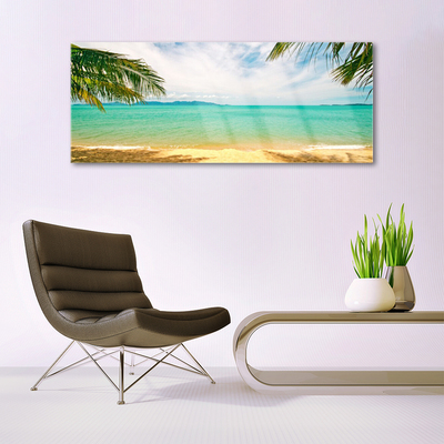 Plexiglas® Wall Art Sea beach landscape blue yellow