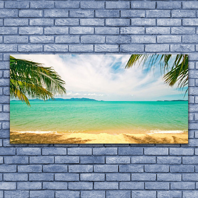 Plexiglas® Wall Art Sea beach landscape blue yellow