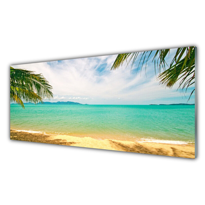 Plexiglas® Wall Art Sea beach landscape blue yellow